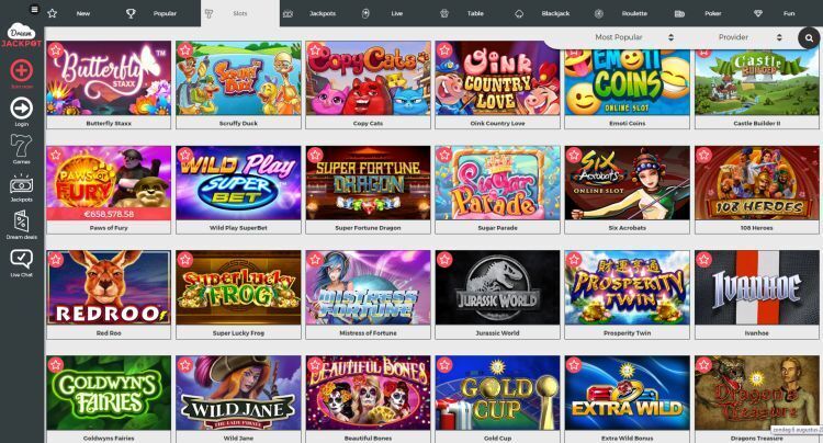 Dream Jackpot Casino spelaanbod