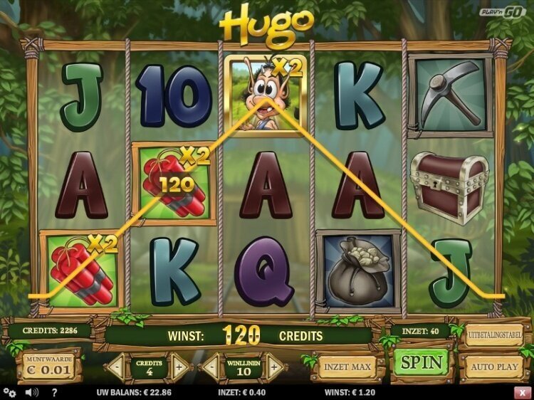 Hugo gokkast review screen