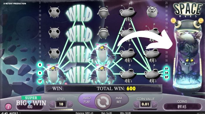 cloning pod re-spin Space Wars slot