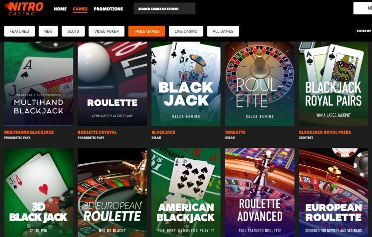 nitro casino spelaanbod