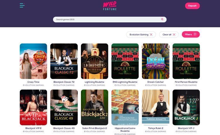 Wild Fortune casino review live casino