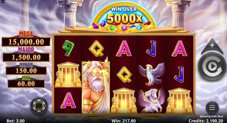 Amazing Link Zeus slot bonus trigger