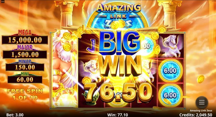 Amazing Link Zeus slot review big win