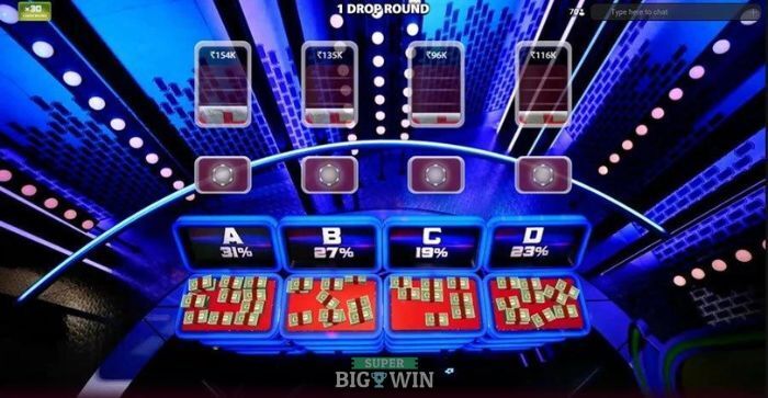 De drop zones in Money Drop Live van Playtech