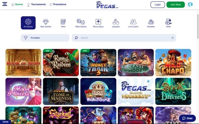 BluVegas casino spelaanbod