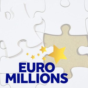euromillions logo tegen een achtergrond van een missend puzzelstukje