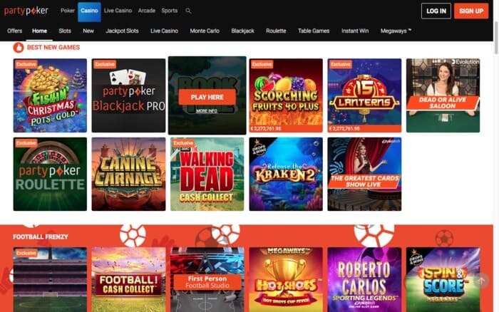 Casino spellen bij Partypoker