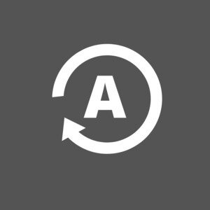 wit autoplay logo tegen een grijze achtergrond
