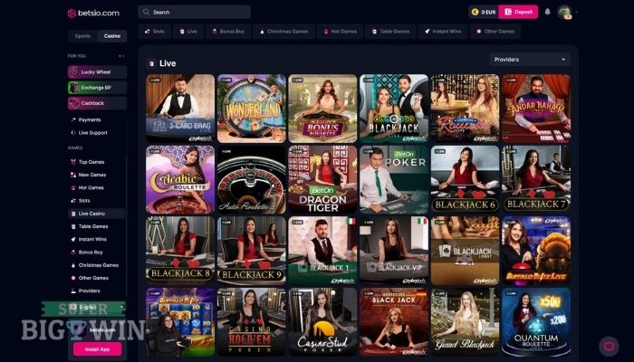 live casino bij betsio.com