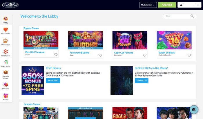 coolcat casino lobby
