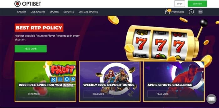 Optibet Casino Lobby