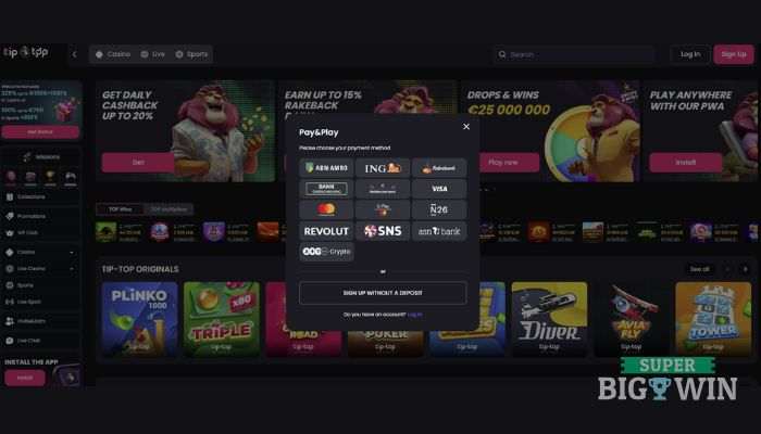 Betaalmethoden bij tiptop casino