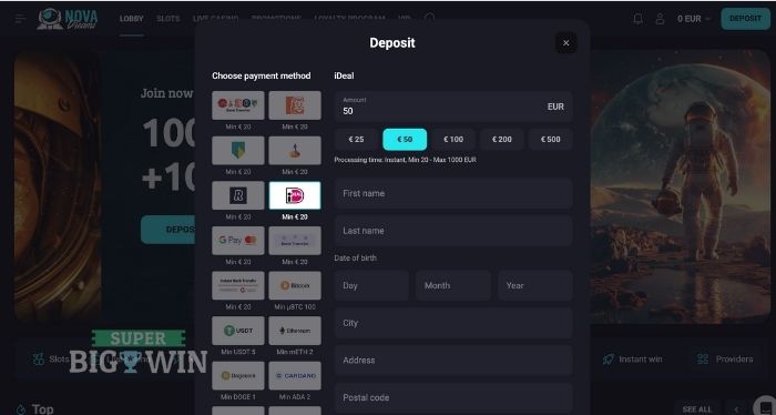 Storten met ideal bij Novadreams