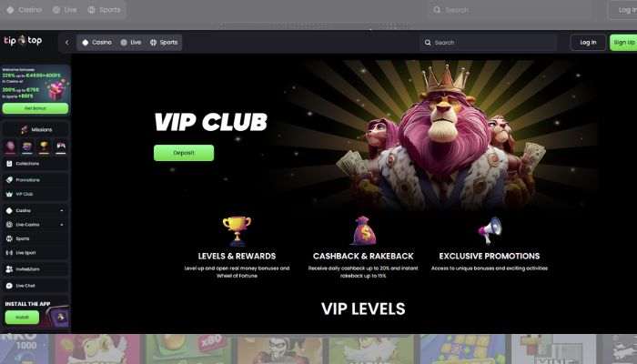 VIP Loyalty Programma bij online casino Tip-Top