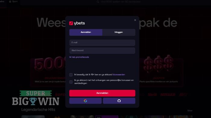 aanmelden bij ybets casino