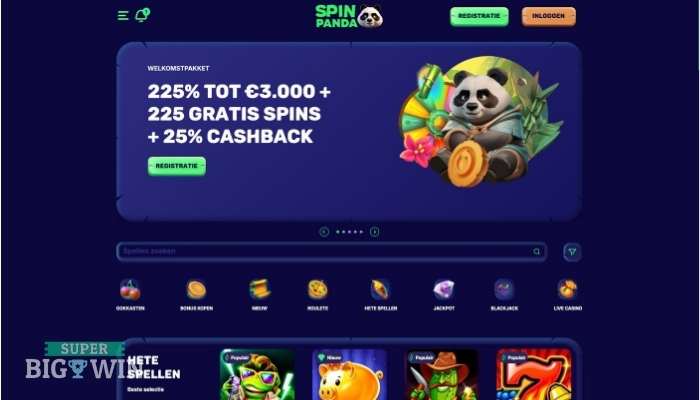 SpinPanda casino homepage