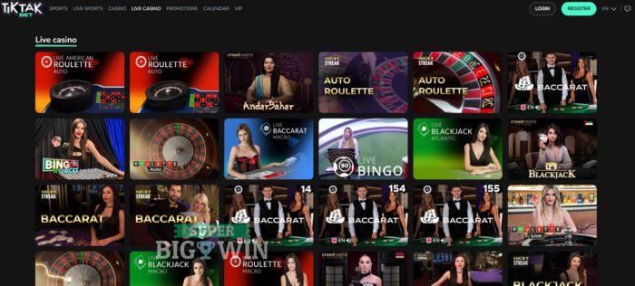 live casino van Tiktakbet casino