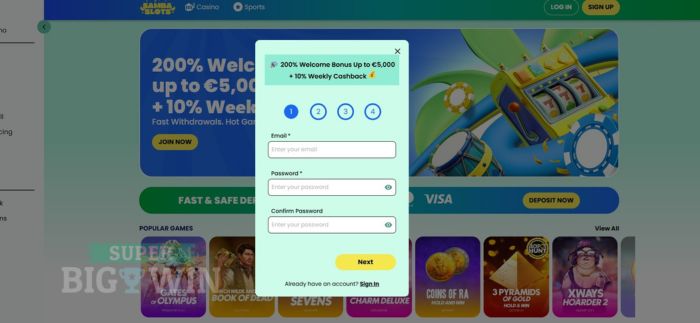 aanmelden bij Samba Slots Casino