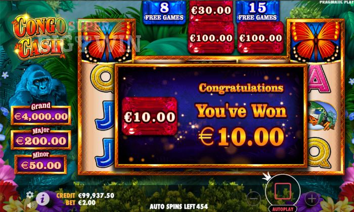 Congo Cash jewel board win