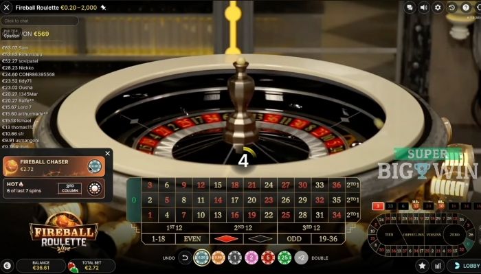 inzetten bij fireball roulette en de fireball chaser