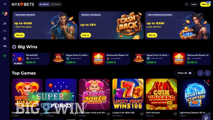 nyxbets casino homepage
