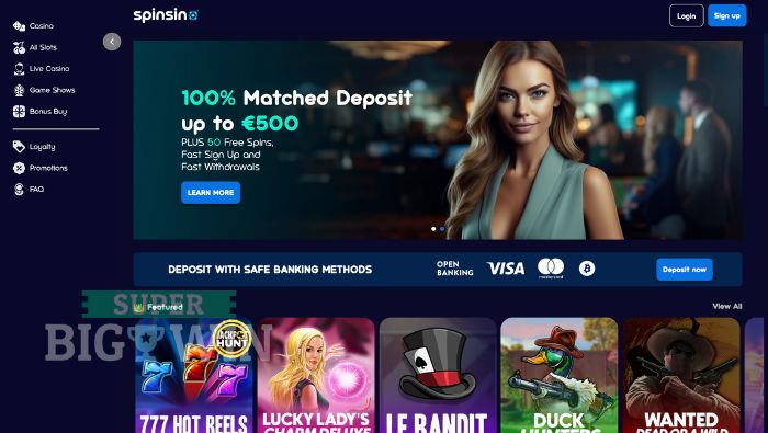 homepage van spinsino casino