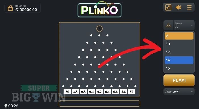 Plinko van Gaming Corps kies rijen