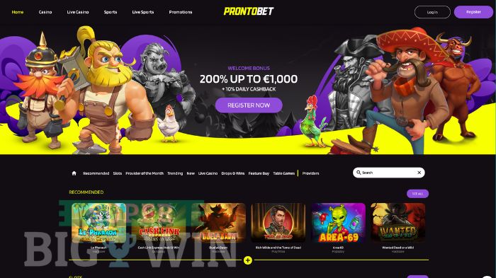 homepage van prontobet casino 