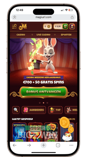 Nederlandse homepage van Magius Casino met sportbonus