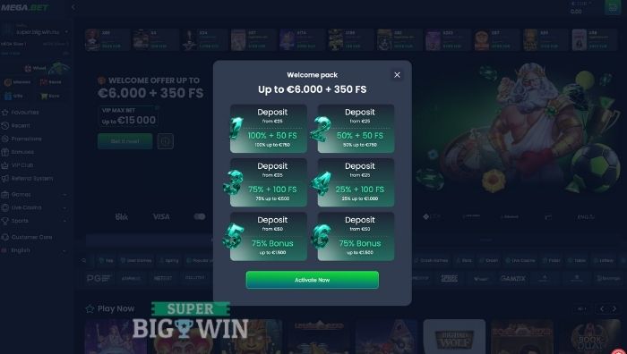 mega.bet welkomstbonus