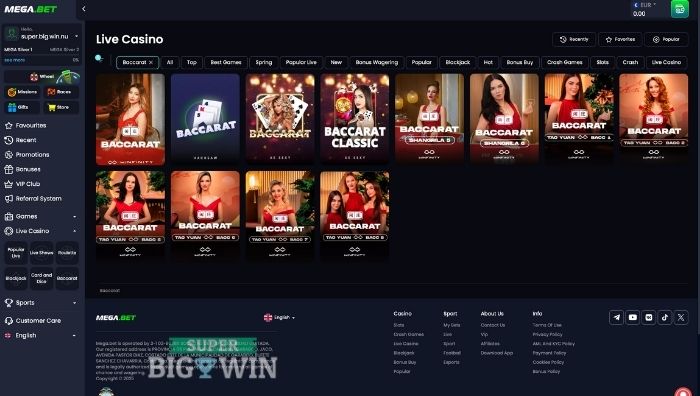 Live casino van mega.bet