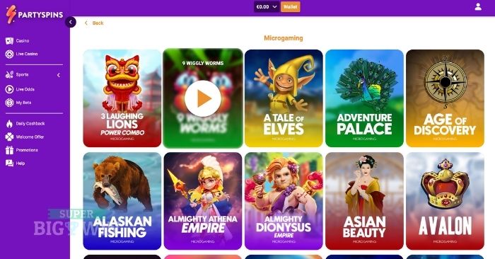 spelaanbod partyspins casino