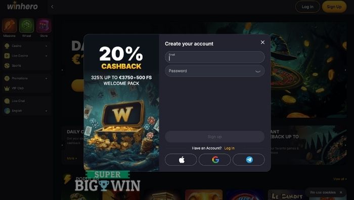 aanmelden bij winhero casino