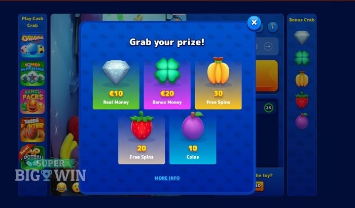 prijzen van het bonus crab spel