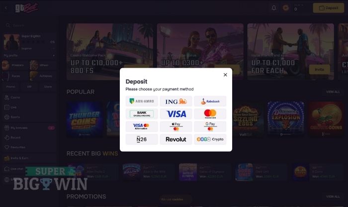 Storten bij GTbet casino