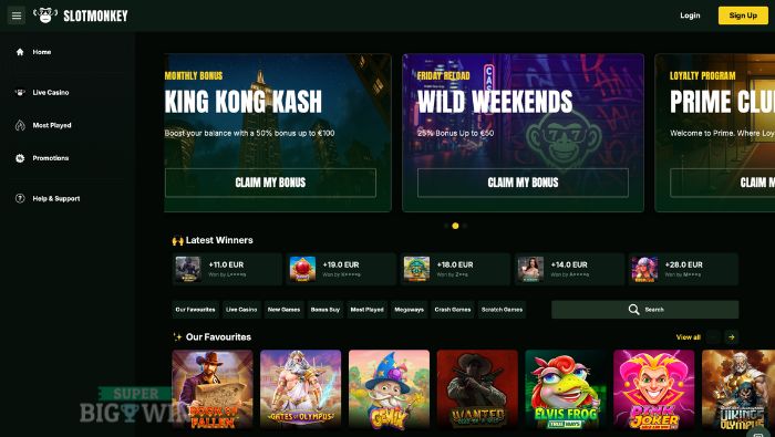 hompage van slotmonkey casino