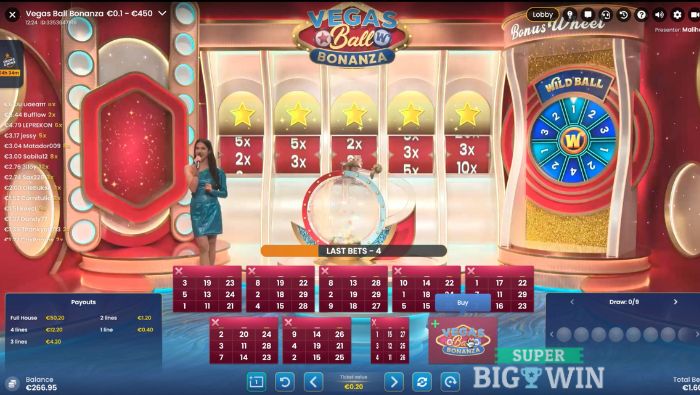 inzetten bij Vegas Ball Bonanza