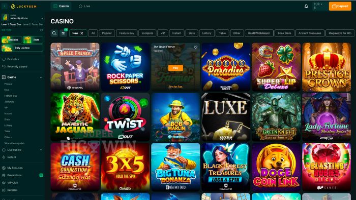 LuckyGem Casino Spelaanbod 