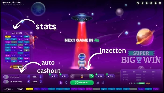 features in spaceman crash game
