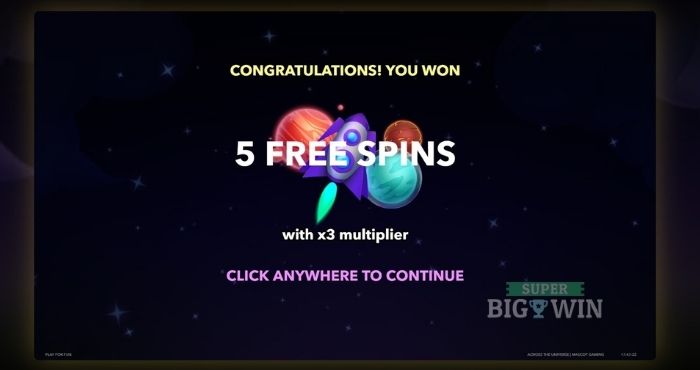 5 Free spins Across the Universe