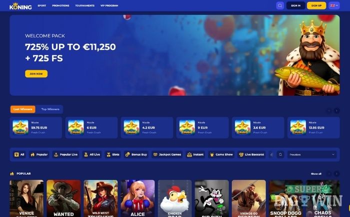 koning bet casino homepage