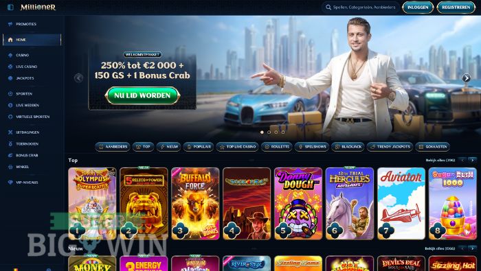 homepage van millioner casino