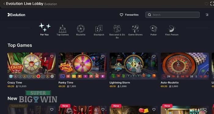 evolution live lobby by Uspin