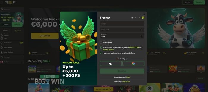 aanmelden bij holyluck casino