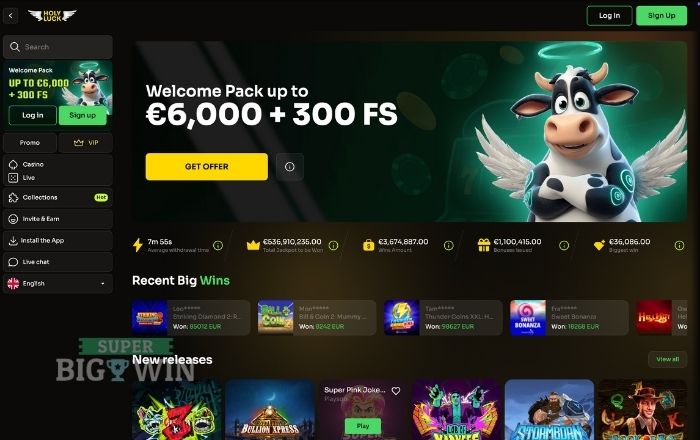 homepage van holyluck casino