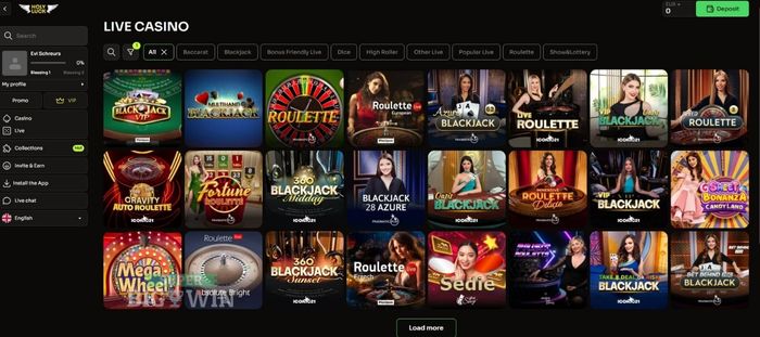 live casino van holyluck casino