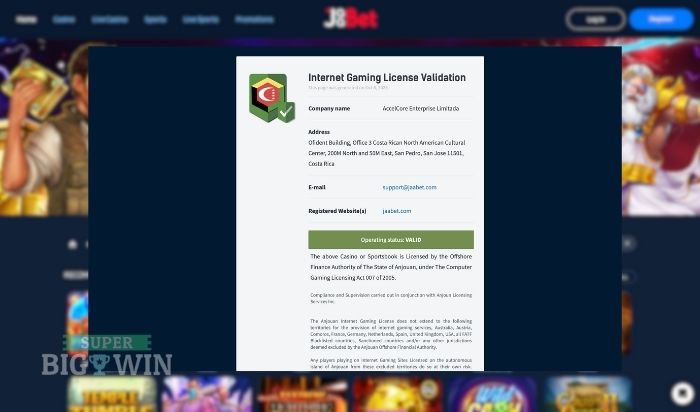 jaabet casino licentie