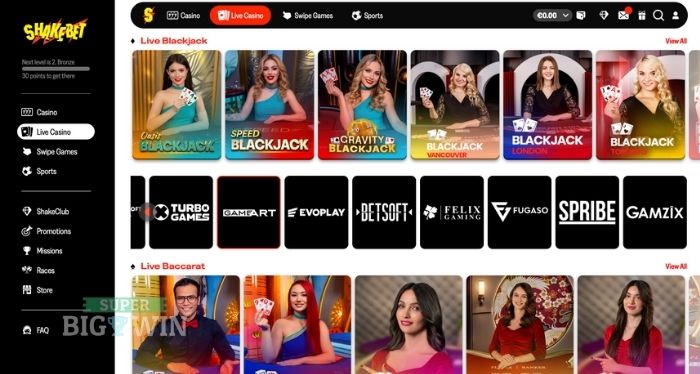 Shakebet live casino