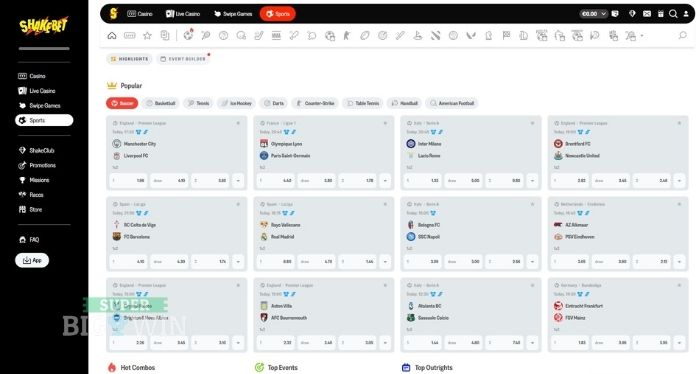 sportsbook van Shakebet casino