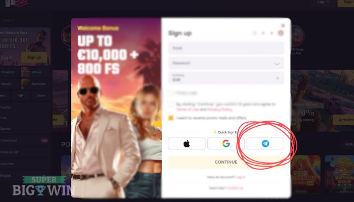 aanmelden bij een telegram casino